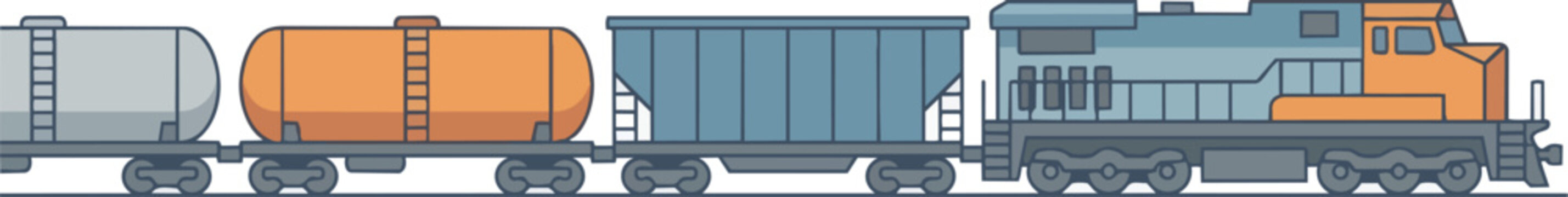 Freight train cars on tracks with cargo wagons.