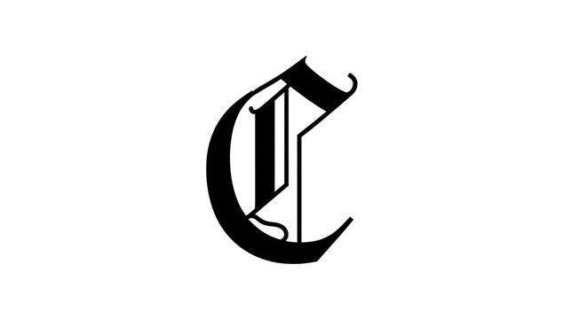 Elegant and traditional black letter C, rendered in a sophisticated Gothic or Old English typeface, perfect for monograms, logos, and historical design projects