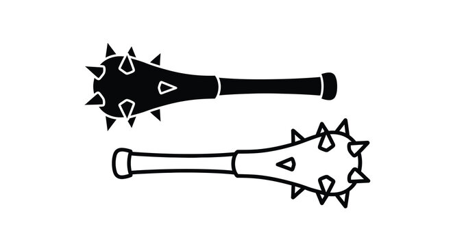 Two black and white illustrations depict medieval flails weapons with spiked heads