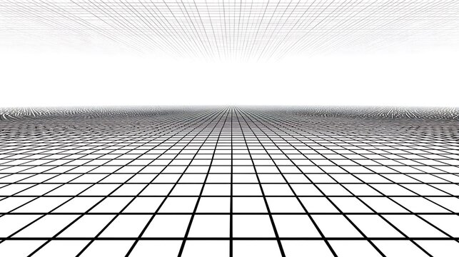 Grid plane with perspective isolated on the white background 