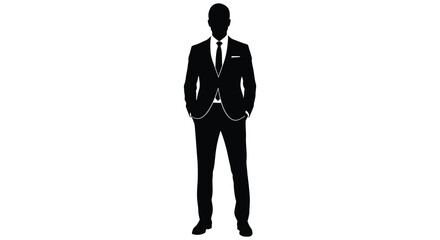 A formal business professional stands confidently in a striking black silhouette © nhpvect02