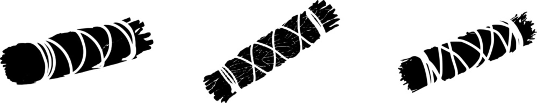A meticulously detailed, photorealistic image of a premium White Sage smudge stick, tightly bound with white cotton string, showcases dried, velvety grey-white leaves against a pure white background