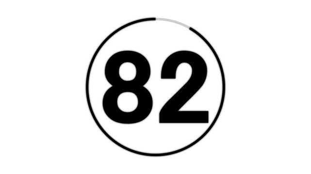 Minimal countdown timer animation from 90 to 0 seconds. Round circle 90 seconds countdown. High quality 4K video.