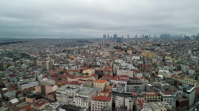 the Galata Tower, business part of the city in the background circle around