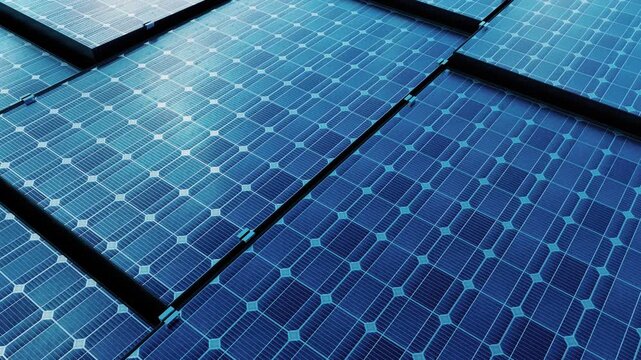 Diagonal Solar Panel Grid Loop with Blue Photovoltaic Surface Pattern, Clean Energy Technology Background Animation