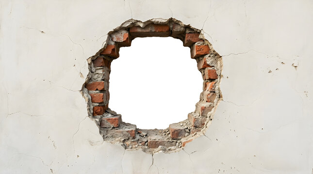 Round Opening in White Wall with Transparent Empty Center Space