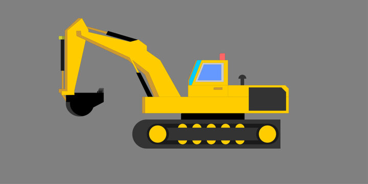 JCB excavator Construction Excavator Machine Vector Illustration Wide mechanical equipment building industry