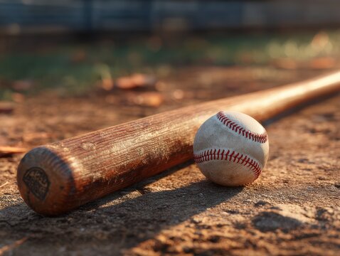 Vintage Baseball Equipment and Bat for Classic Sports Games