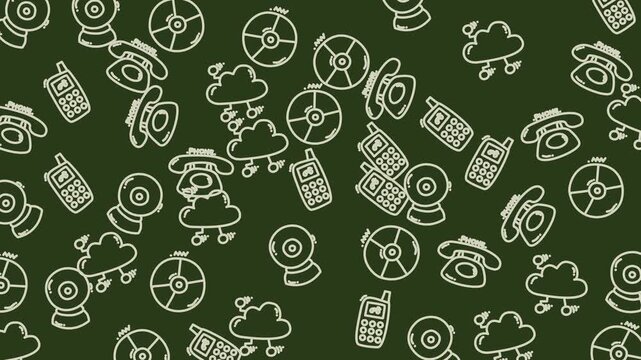 Chalkboard doodle pattern video background artwork.