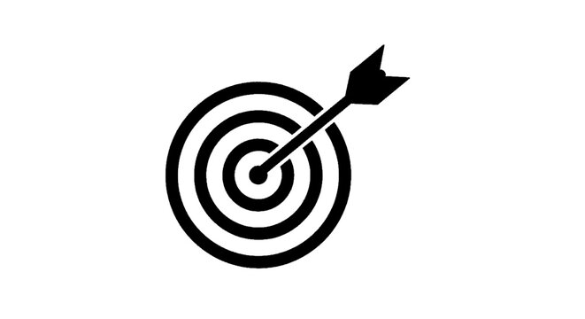 Vector illustration of target icon with arrow in the center on a transparent background