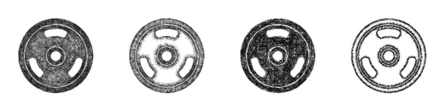 Sketch weight plate icon design set