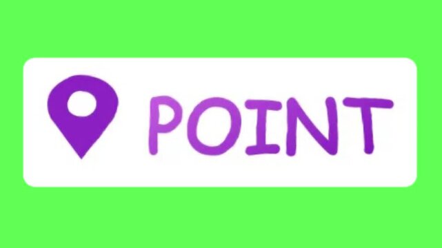 A purple point logo on a green background in a video showcasing design elements