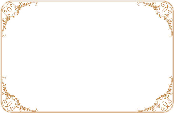 Elements of ornate vintage frames. Border gold on white classic calligraphy swirls, floral motifs. Design print for greeting cards, wedding invitations, restaurant menu, royal certificates. Set 96
