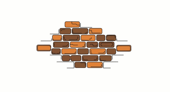 A cartoonish brick wall pattern with varying shades of brown and orange