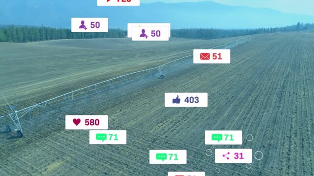 Pivot moving, badges popping at frame3, clustering and rising, fading upward, showing engagement
