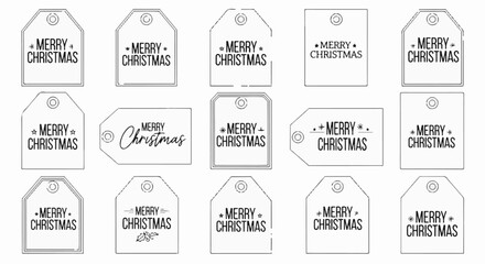 Obraz premium A collection of assorted Christmas gift tags with various artistic typography