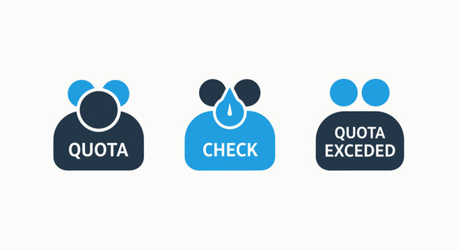 Quota limit and monitoring icons set with exceeded monitoring business capacity management interface restriction technology performance threshold analysis statistics software optimization