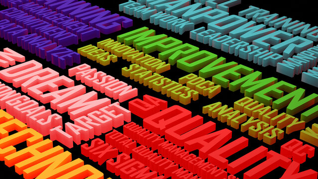 3D Business Elements isolated on black screen, suitable for business or education wallpaper or background.