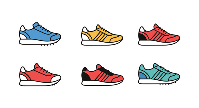 Marathon Shoes Line art vector abstract simple illustration
