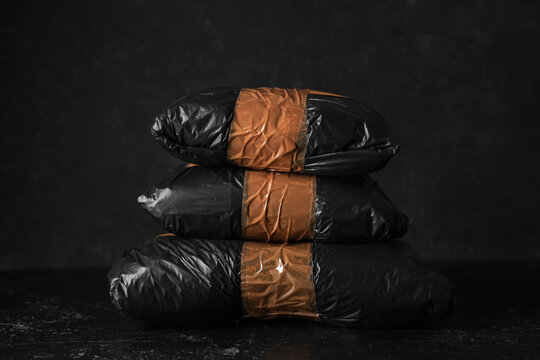 Drug packages on dark background