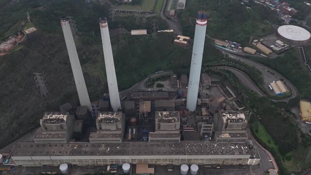 Shen'ao power plant coal fired generation aerial view