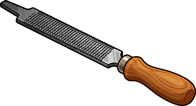 Half-round metal file used for shaping and deburring surfaces