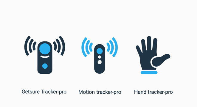 Icons representing vr controllers and hand tracking technology with augmented reality virtual reality controller recognition technology entertainment interactive interface communication