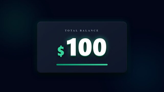 Digital total balance display showing increasing dollar amount counter