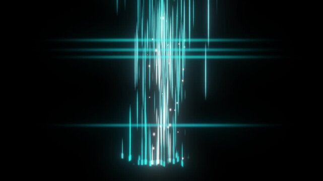 Futuristic Cyan Transporter Beam Animation with Glowing Light Particles. 4K