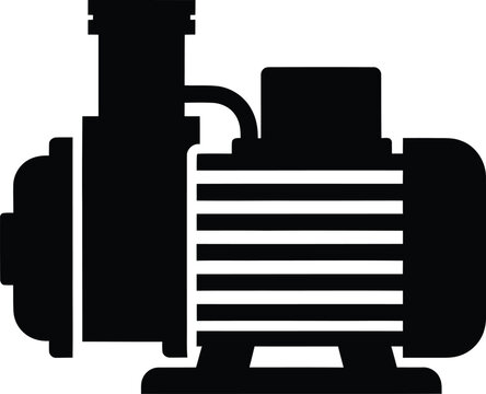 Industrial electric water pump machine silhouette icon for engineering vector illustration