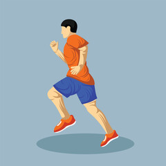 Fototapeta premium Running Person Athlete in Dynamic Poses Simple Flat Vector