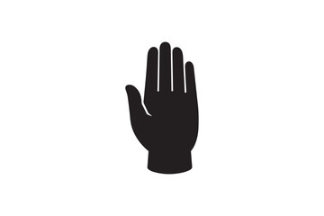 Obraz premium Stop Palm Hand Silhouette Icon, Warning Gesture Vector