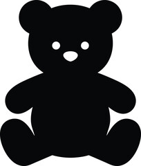 Minimalist silhouette icon of a cute sitting teddy bear vector illustration © Pixel Box