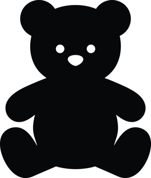 Minimalist silhouette icon of a cute sitting teddy bear vector illustration
