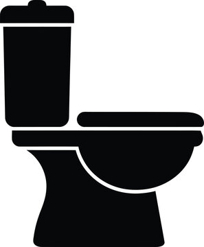 Minimalist silhouette icon of a standard ceramic flush toilet vector illustration