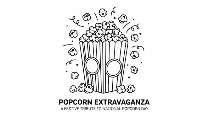 A festive popcorn celebration with scattered kernels and confetti