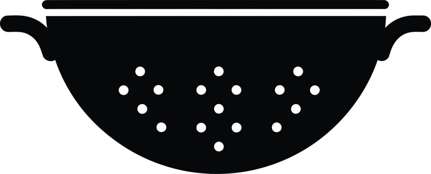Simple flat design kitchen colander for cooking and food prep vector illustration