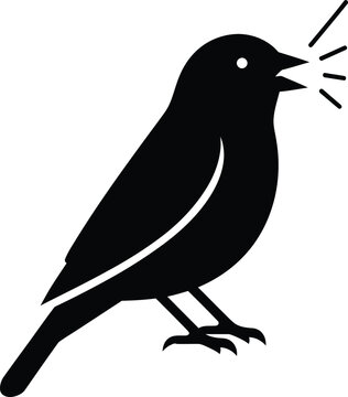 Simple silhouette of a singing bird chirping isolated vector illustration