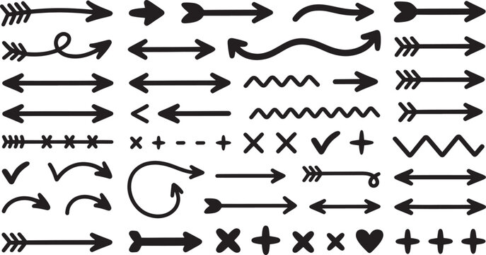 Collection of various types of arrow signs vector illustration