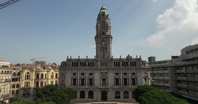 Cityscape View Of Camara Municipal Surrounded By Porto City