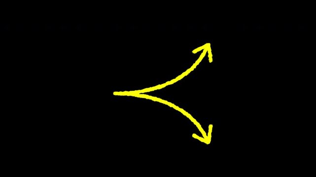 Abstract motion graphic featuring glowing yellow hand-drawn branching lines expanding smoothly on a black background