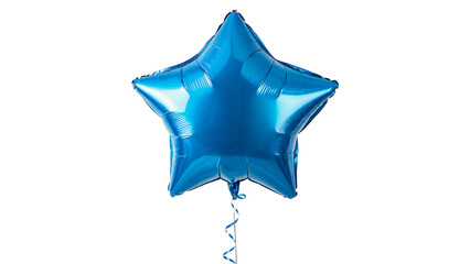 Blue star balloon floats in the air  isolated on transparent background cut out © Ivan
