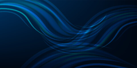 Obraz premium Abstract Blue Wave Background with Glowing Neon Lines and Deep Gradient Flow