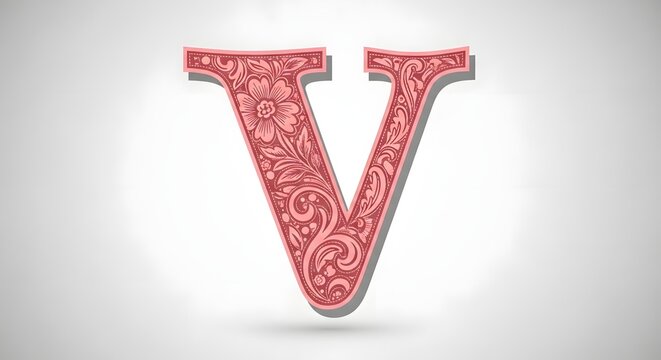 Ornate initial capital letter V adorned with intricate floral patterns in a vintage style