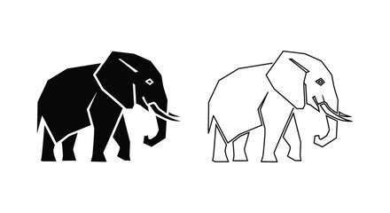 Fototapeta premium Black and white elephant icons, vector illustrations, animal symbols, graphic designs