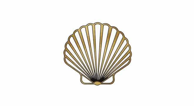 Ornate golden seashell graphic on a plain white background