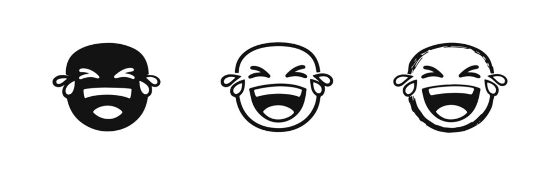 Laughing Crying Face Emoji with Tears of Joy Happy Expression Icon Set