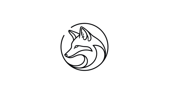 Minimalist fox head logo design in black and white.
