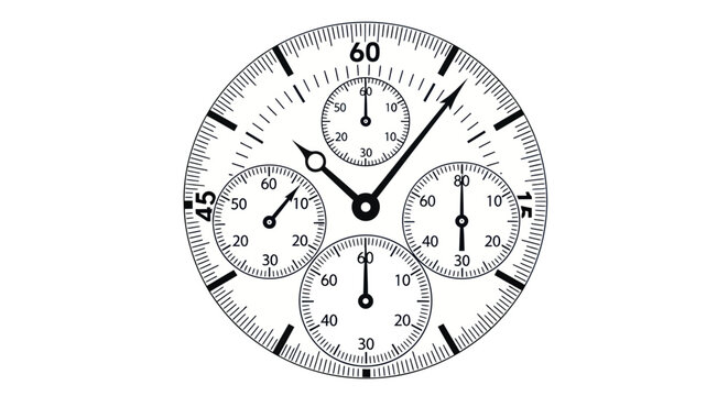Classic white chronograph watch face with multiple sub-dials on white background