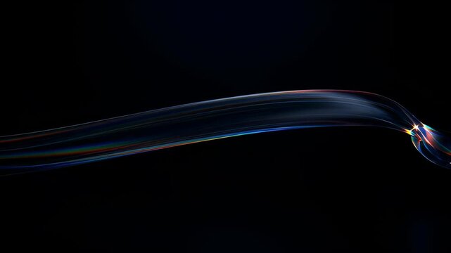 Abstract light trail colorful wave dark background curved line neon streak glowing arc motion blur blue line rainbow color abstract light wave ribbon black background with rainbow flare and smooth